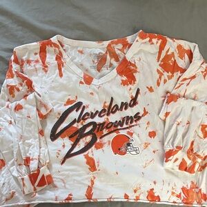 Majestic Orange and White Cleveland Browns Long Sleeve Tee